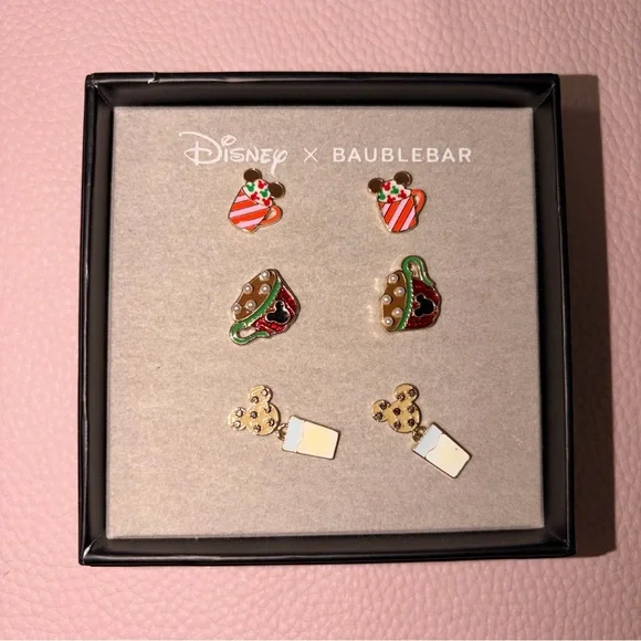 BaubleBar Disney Festive Earrings Set - Red, Green, Gold
